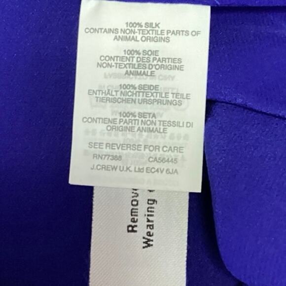 NEW J.Crew 100% Silk Blue Drapey V Neck Casual Long Sleeve Career Blouse Top 8 - Picture 4 of 4